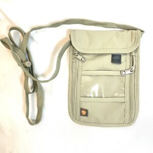 Lewis and Clark Passport Holder Travel Wallet Beige Neck Stash Money Belt
